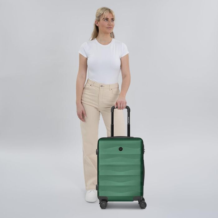 Набір валіз Smartbox Hartschalen 3-в-1 для жінок та чоловіків | Легкі та міцні валізи з ABS-пластику | 4 колеса та кодовий замок (Edition 03) (Темно-зелений, валіза S (55 см))