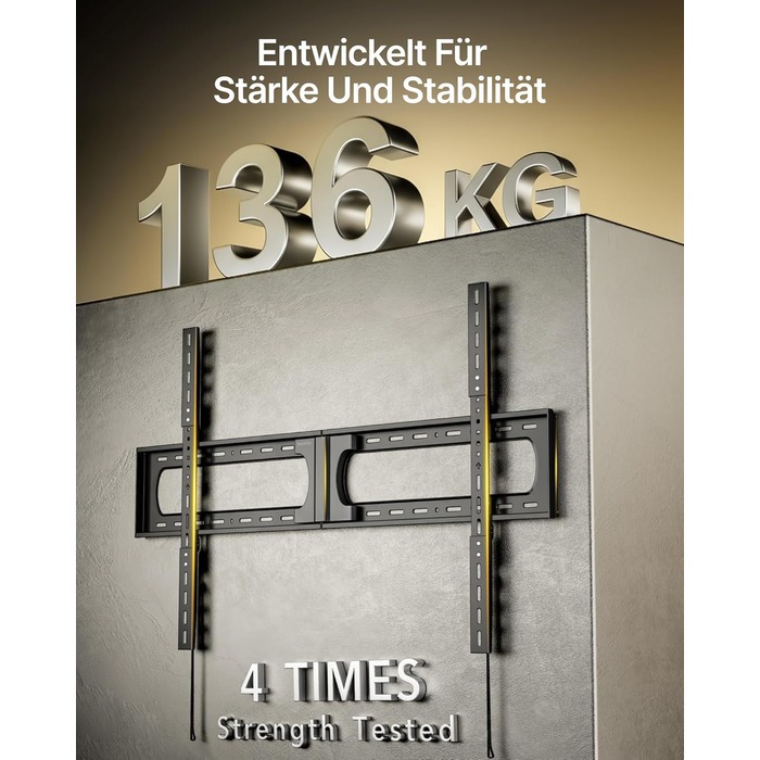 Кріплення для телевізора monTEK Heavy Duty – настінне кріплення для телевізорів 37-140 дюймів, до 136 кг, ультратонкий профіль 32 мм, сумісність з дерев'яними стійками 406/450/600 мм, VESA до 1200x800 мм