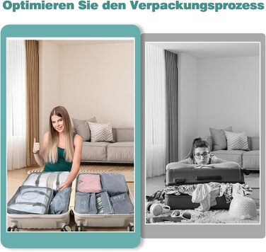 Органайзер для валізи OBSGUMU, набір 9 шт: кубики для пакування, сумки для подорожей, косметичка (сірий)