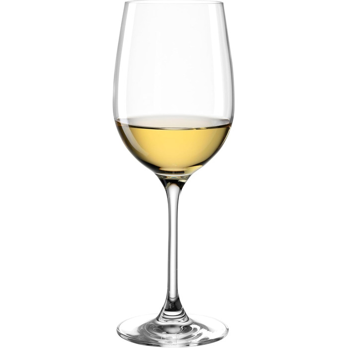 LEONARDO HOME Leonardo Hello, White wine goblet with pulled stem, dishwasher-safe wine glasses, 6-piece set, 370 ml, 061447, clear, 6 pieces (1 pack), 6