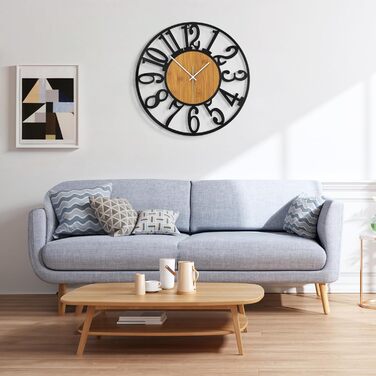 Large Wall Clock, Ticking Sounds, 34CM/14 Inch Silent, No Noise, Battery Operated, Modern, Oversized, Retro Vintage Oversized Wall Clock for Living Room, Bedroom and Kitchen