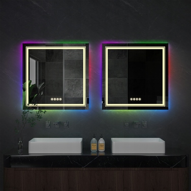 LED-дзеркало у ванну кімнату з RGB-підсвіткою, 80x80 см