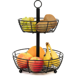 Auroni Етажерка Infinite: двоярусна етажерка для фруктів - стильний фруктовий кошик, H=33 см, D=24 см