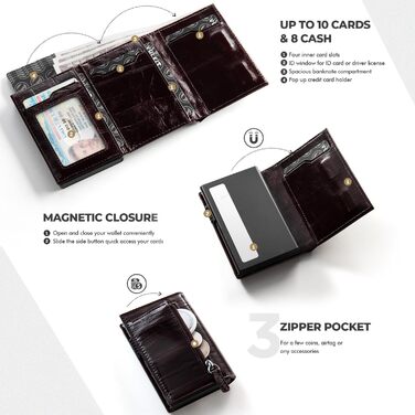 Елегантне шкіряне картхолдер VULKIT з RFID-захистом: картхолдер з відділенням для грошей, візиток та монет (Dutch Martin Espresso)