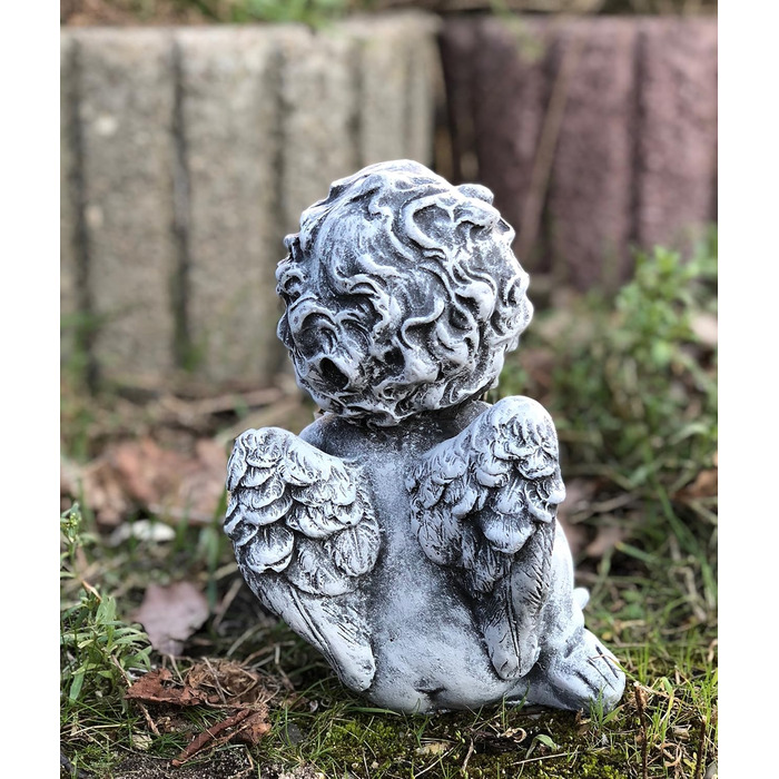 stoneandstyle Steinfigur Angel, little angel figurine, solid stone casting, frost and weather resistant up to -30°C