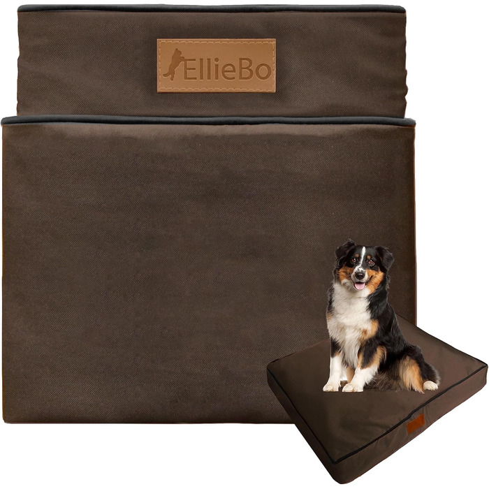 Ортопедичне ліжко для собак Ellie-Bo з Memory Foam, чорне, вологостійке, для клітки 76 см, розмір M (M - 71 x 48 x 6 см), коричневе, вологостійке