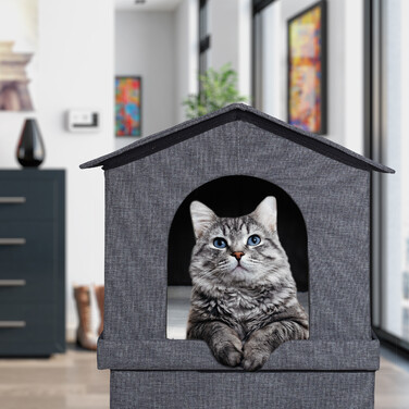 Relaxdays 2-Tier Cat House for Indoors