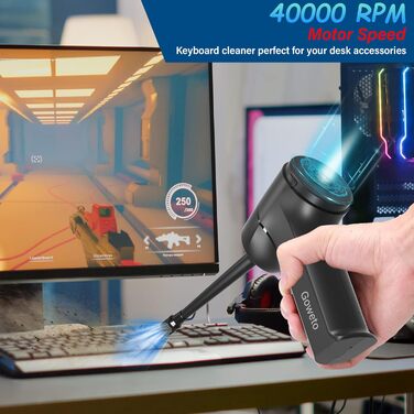 Електричний пилосос для повітря - 500W, 5.74oz, комплект для чищення ПК, ноутбука, авто, офісних пристроїв (чорний)