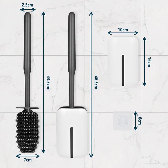 Силіконова щітка для унітазу з контейнером, чорна. Щітка для ванної кімнати та гостьового WC.