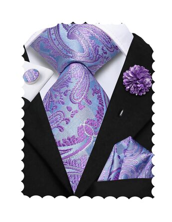 Чоловіча краватка Hi-Tie: чорна, рожева, синя, зелена, з малюнком пейслі, в клітку, смужка, крапка. Комплект з нагрудною хусткою та запонками для весілля, вечірки, бізнесу