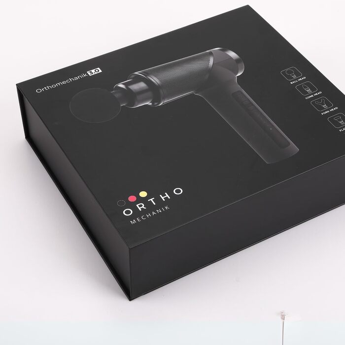 Масажер для тіла OrthoMechanik® 3.0 OrthoGun з додатком та 7 насадками | 160W, 5 інтенсивностей | З кейсом | До 360 хв роботи