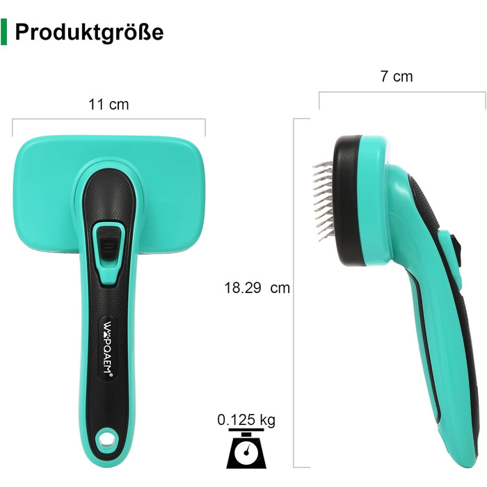 Щітка для собак і котів, самоочисна, для вичісування підшерстка та випадаючого хутра, для довгошерстих та короткошерстих порід, делікатна до шкіри, зменшує випадання шерсті, догляд за шерстю, зелена