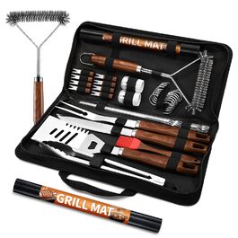 Набір гриль аксесуарів PURPLEBIRD 31 предмет з нержавіючої сталі - Преміум гриль посуд для чоловіків та жінок з сумкою, килимок для гриля, сад, кемпінг та день народження. Сучасний дизайн.