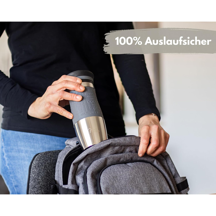 Термокружка Milu 370 мл, 450 мл: сталева, подвійні стінки, для кави з собою, не протікає, автокружка, термокружка, travel mug (сірий)