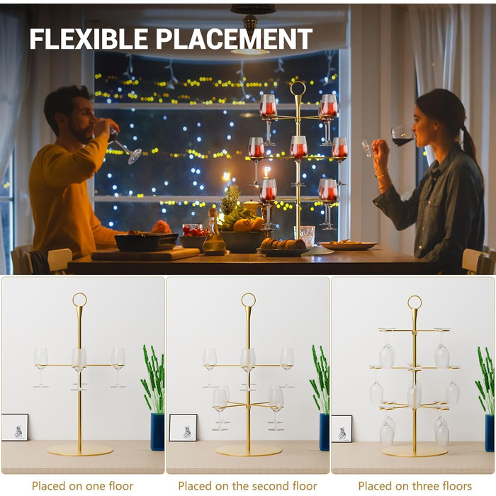 Набір для шампанського CLOPAE, 3 яруси, 12 келихів, металевий барний стійка для келихів, для вечірок, весіль, барів