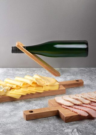 Edelding Cutting and Serving Board made of high-quality oak, 43 x 15 cm in size with a practical 12 cm handle | Antibacterial kitchen board | Serving board, breakfast board, solid wood board