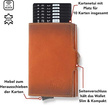 Стильне шкіряне картхолдер Solo Pelle Mech (коньячний) з RFID захистом: 11 карт, кишеня для купюр та монеток