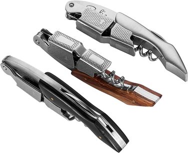 Ніж для офіціантів з нержавіючої сталі - професійний штопор для ресторану з відкривачем пляшок та різаком фольги + електронна книга про вино