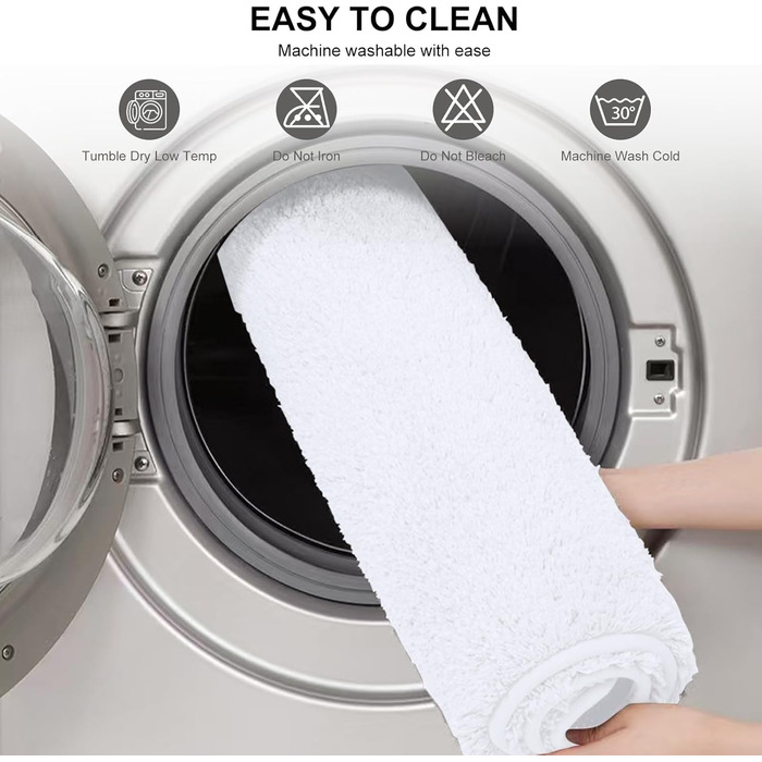 Килимок для ванної кімнати 40x60 см, антиковзаюча, м'яка, швидковисихаюча, з високим ворсом, з мікрофібри для ванни, душу та ванної кімнати, придатний для прання в машині (60 x 40 см, прямокутна, білий)