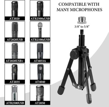 Стійка для мікрофона Geekria: сумісна з ATH AT2020, AT2020USB, AT2035, AT2050, ATR2500x