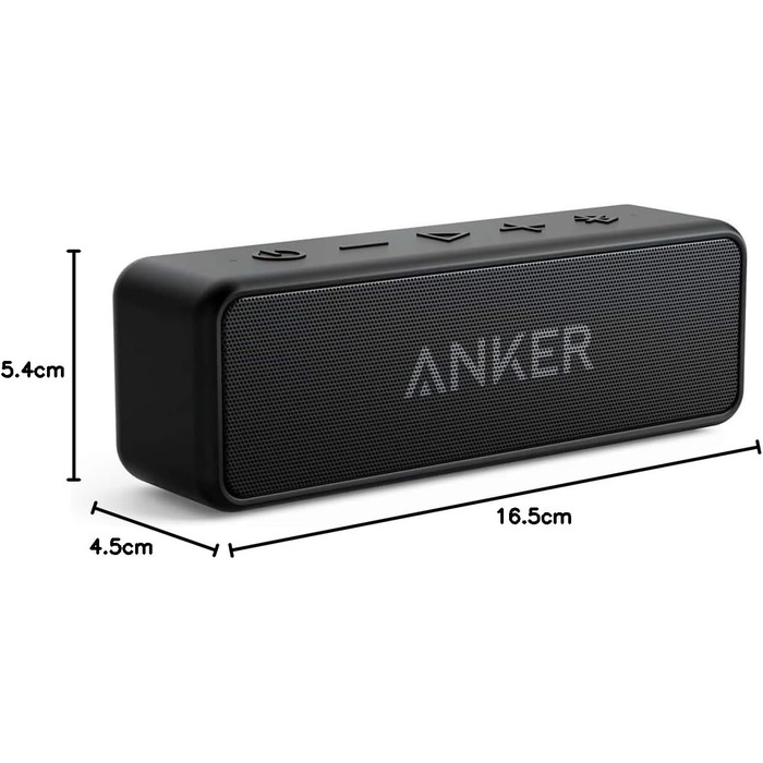 Портативна Bluetooth колонка Anker SoundCore 2, Чорна: потужний звук, глибокий бас, 24 години роботи, водонепроникність IPX7, сумісна з iPhone, Galaxy