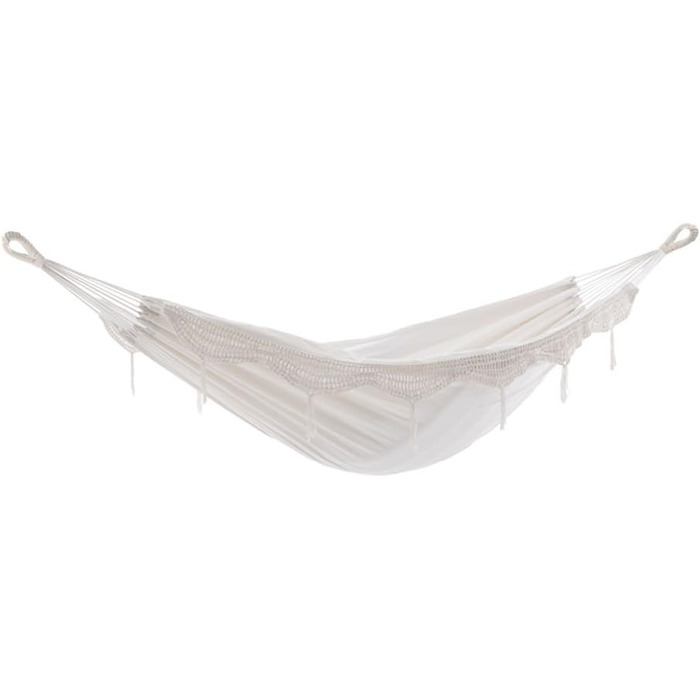 Vivere Double Cotton Hammock in Brazilian Style with Polyester End Loops, Weight Capacity 204 kg (Tropical) (Nature)