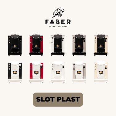 FABER COFFEE MACHINES | Slot Plast Model | POD Coffee Machine 44 mm | Adjustable Brass Pad Press (SCHWARZ/SCHWARZ)