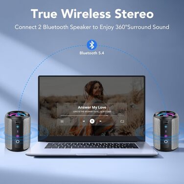 Bluetooth колонка 15W, портативна, 12 год автономії, IPX7 водонепроникна, сіра - для спорту, вечірок, подорожей