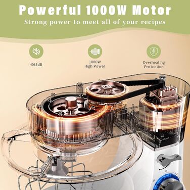 Stand Mixer, Zuccie Stand Mixer Quiet Mixing Machine including 5L Stainless Steel Bowl, 3 Mixing Tools, Splash Guard, Dough Scraper, and Egg Separator, 8+ Speed Dough Machine (White)