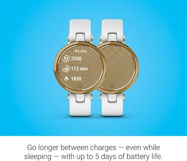 Garmin Lily™ – класичний розумний годинник з сенсорним екраном та декорованим корпусом, світло-золотистий з білим шкіряним ремінцем