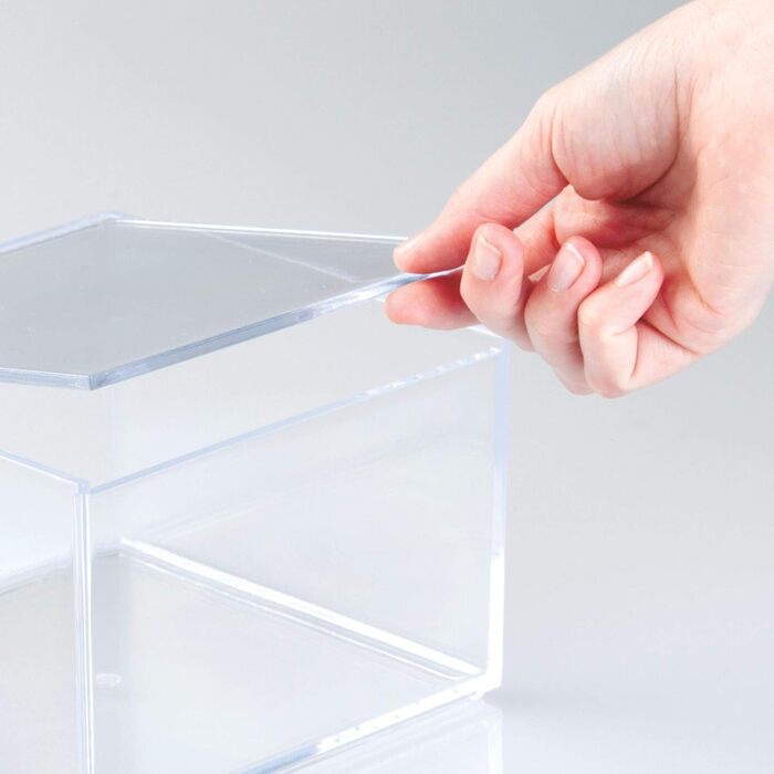 iDesign Makeup Organizer with Lid, Medium-Sized BPA-Free Plastic Jewelry Box, Stackable Storage Box, Clear