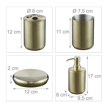 Relaxdays 4-Piece Bathroom Set, Stainless Steel