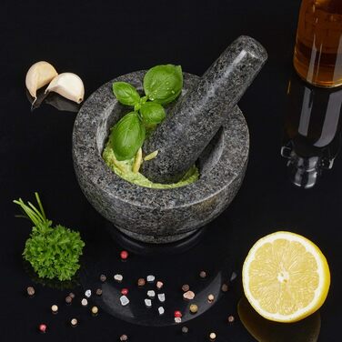 Набір для приготування спецій Relaxdays: гранітний ступка з толуштою, Ø 13 см, 250 мл, сірий