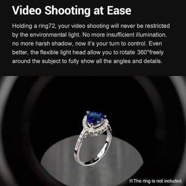 GODOX RING72 LED кільцева лампа для відео та фотозйомки з регулюванням яскравості, 72 LED, 5600K, адаптери 49-77mm