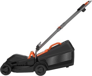 Електрична газонокосарка Black+Decker BEMW351, 1000 Вт, 32 см, 3-рівневе регулювання висоти, 35 л травозбірник, для малих садів, мультиколор