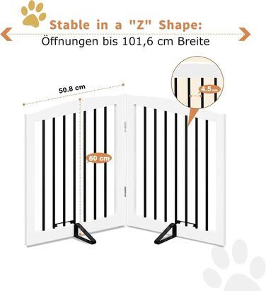 Захисне ґратка для собак, перегородка для собак у квартиру без свердління, металева та дерев'яна, самостійна, для дверей, сходів, захист, складана, біла, 4 панелі, захист для дверей 24 дюйми * 4 (24 дюйми білий * 2)