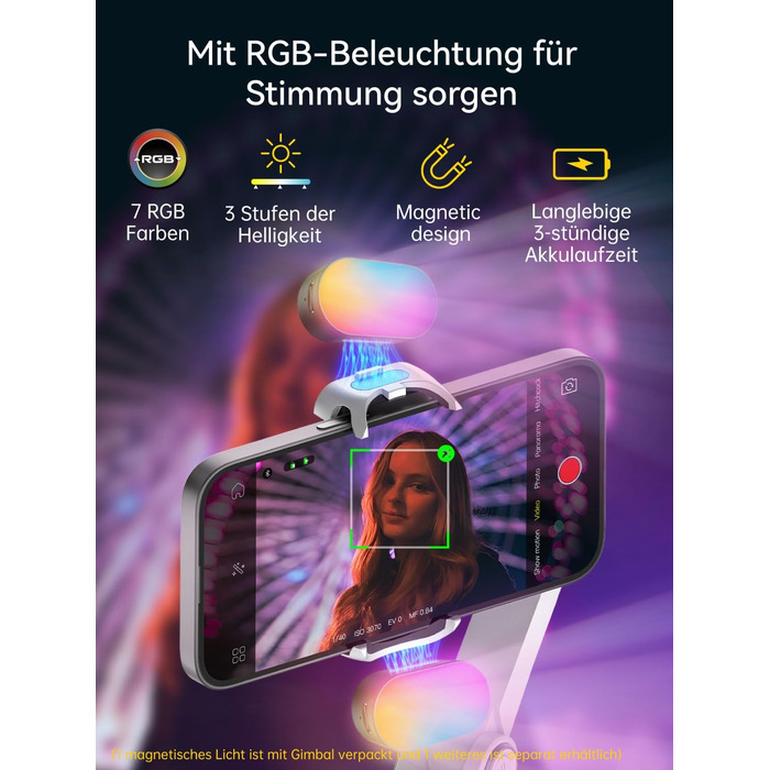 Стабілізатор для iPhone та Android від AOCHUAN: 3-осьовий гімбал з OLED-дисплеєм та подовжувачем 7,8 дюймів (Smart X2 Kit)