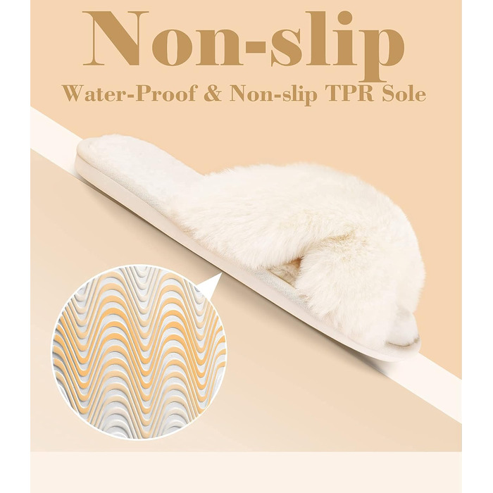 Тапочки жіночі Ankis з плюшу, теплі зимові, з перехресними ремінцями, з піною з пам'яті, відкриті пальці, жіночі пухнасті тапочки для дому та вулиці (білий, чорний, сірий, рожевий, верблюжий) 36/37 EU Білий