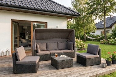 Комплект садових меблів із техноротанга MEBEL ELITE, чорний, 4 предмети