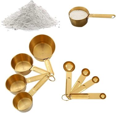 8-piece stainless steel measuring cup and spoon set for the kitchen, cookware, baking, cooking, measuring tool