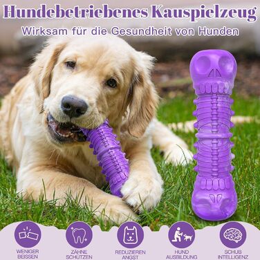 HETOO Dog Toy, Indestructible, Durable, Squeaky, Chew Toy for Aggressive Chewers, Large and Medium Dog Breeds, Dental Care (Large, Purple Gray)