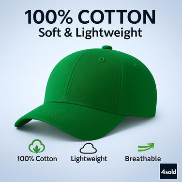 Кепка бейсболка 4sold, бавовна, унісекс, регульована, легка, дихаюча, для спорту, відпочинку, на відкритому повітрі, Sea Green