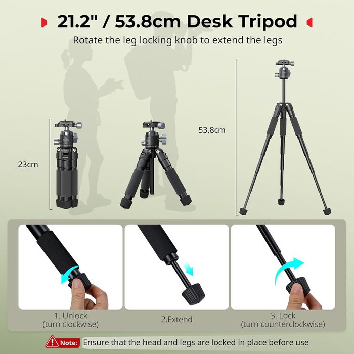 SMALLRIG VT-20 Pro Mini-штатив для камери та телефону: компактний, з кульковою головкою 360° та кріпленням для телефону