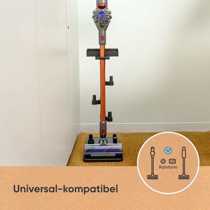 hoogo orga-nicer ST007 | Universal Stand Holder for Cordless Vacuum Cleaners with Suction Tubes from 32-46 mm Ø | Easy Assembly without Drilling | Stand Floor Stand Battery Stick Vacuum Accessories