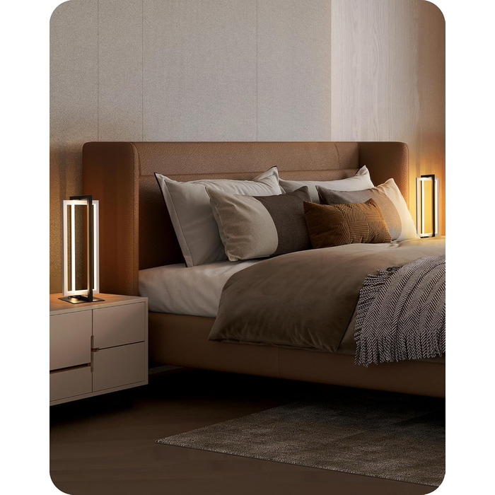 LED настільна лампа EDISHINE з дерева, торкання, регулювання яскравості та функцією пам'яті, 3 колірні температури, 350 люмен, для вітальні, офісу, подарунок (сріблястий)