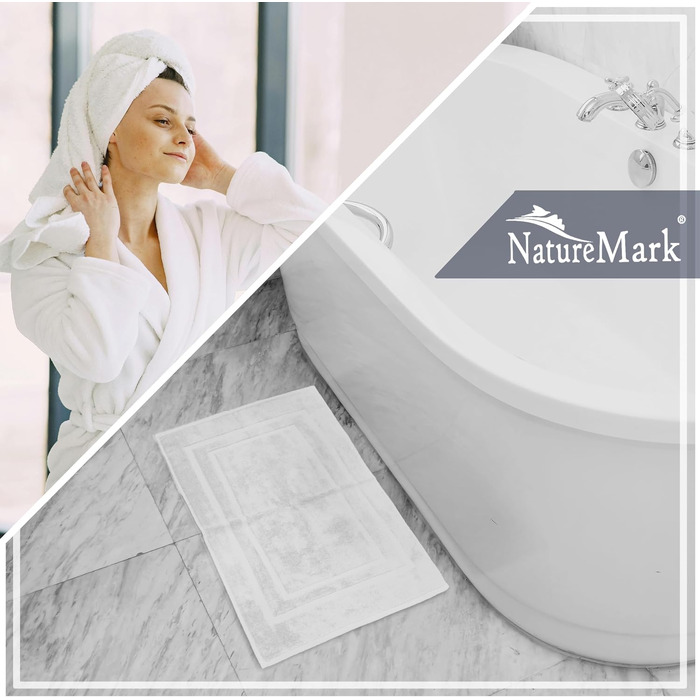 Набір махрових килимків для ванної кімнати NatureMark, 100% бавовна, 50 x 80 см, білий (2 шт.)
