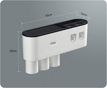 Toothpaste Dispenser Bathroom Toothbrush Holder Set, Wall-Mounted Toothbrush Holder with Double Automatic Toothpaste Dispenser, 3 Cups, and Drawer for Bathroom