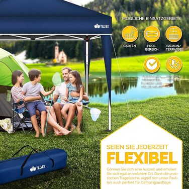 3x3m Waterproof Gazebo | Pop-Up Folding Gazebo with Adjustable Height | Garden Tent with UV Protection 50+ | Party Tent with Bag for Garden (Blue)