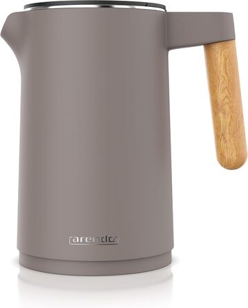 Електричний чайник Arendo з регулюванням температури, 1.5 л, нержавіюча сталь, подвійні стінки, BPA free, функція підтримки тепла, Cool Touch, Taupe C