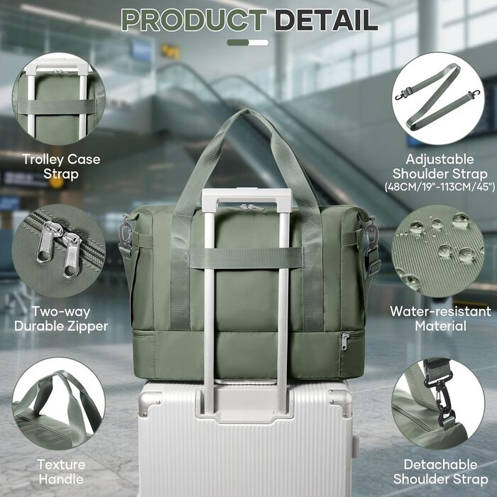 Спортивна сумка для подорожей Easyjet 45x36x20, водонепроникна, з відділенням для взуття, для фітнесу, подорожей та лікарні (L2-Зелений, A04-Армійський зелений)